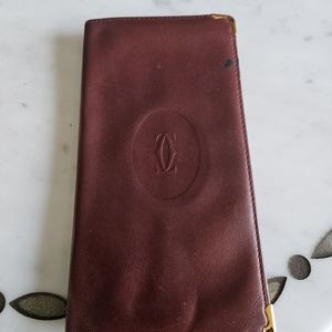 Authentic Cartier Bordeaux Bi-fold Leather Wallet